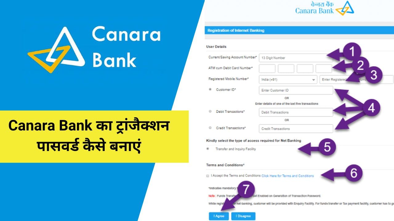 Canara Bank का ट्रांजैक्शन पासवर्ड कैसे बनाएं